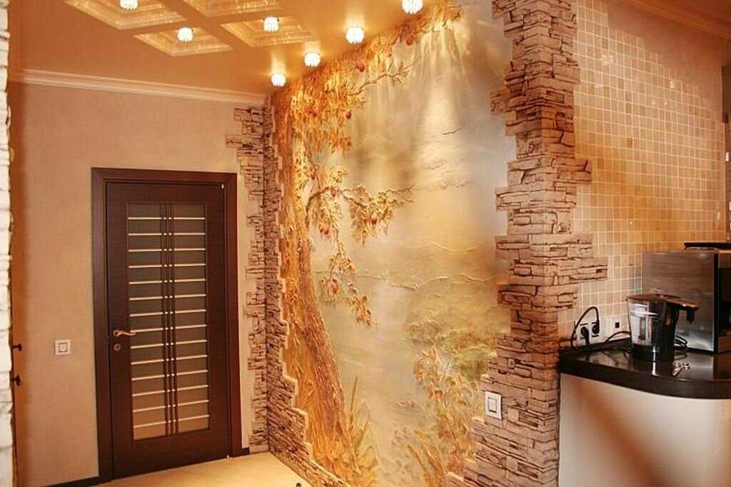 Декоративная штукатурка стен на кухне фото