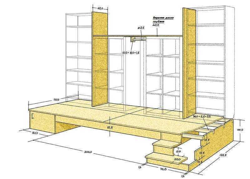 Кровать подиум своими руками чертежи