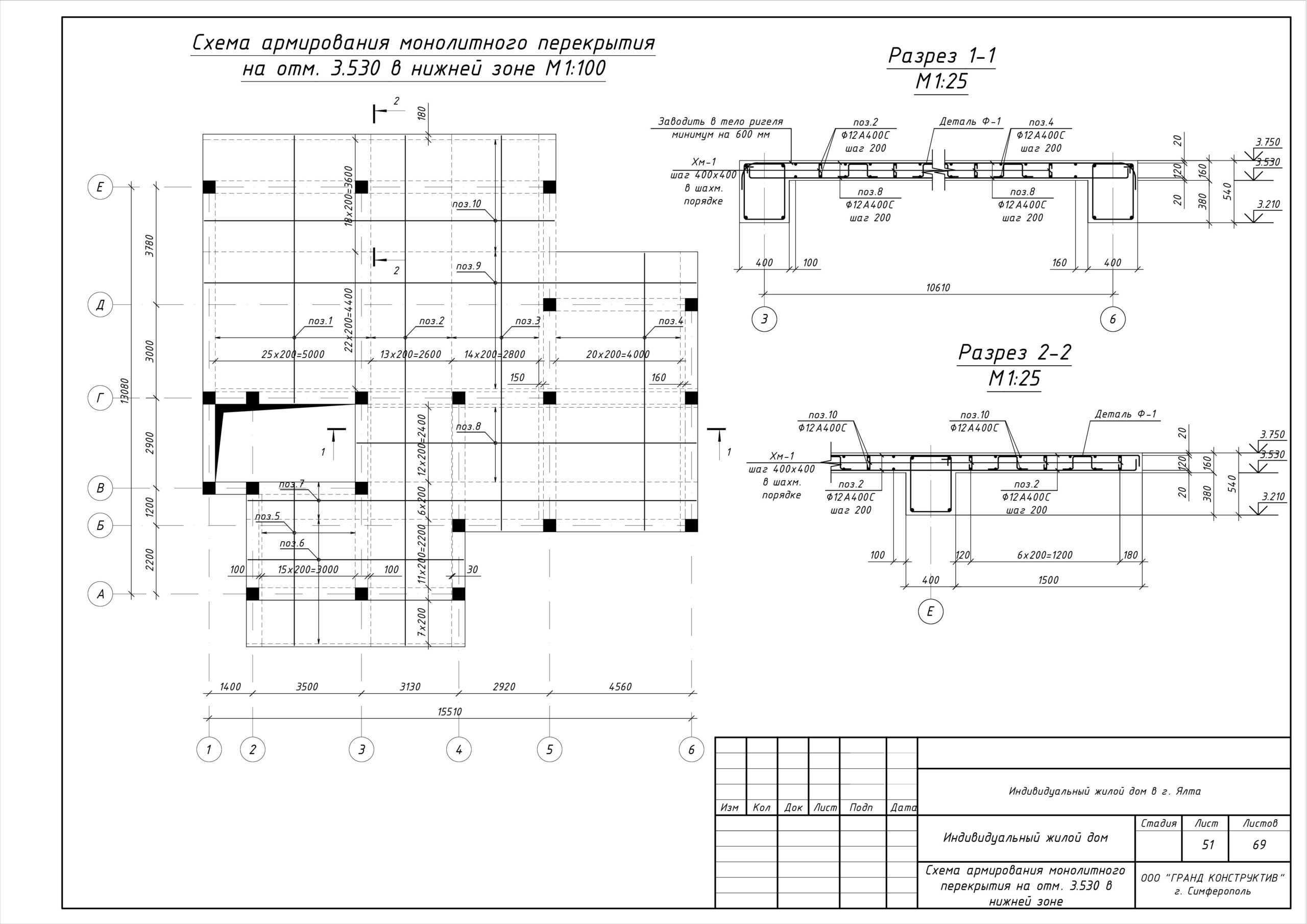 Армирование монолитной плиты фундамента: схема, чертеж, ресчет