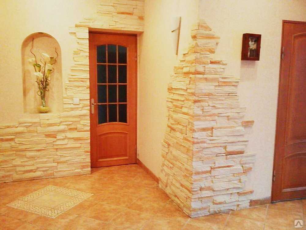 Декоративный искусственный камень для внутренней отделки в коридоре и прихожей
 - 49 фото