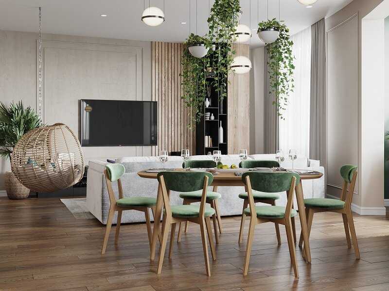 Экостиль в дизайне интерьера комнат: выбор мебели, штор, декора и аксессуаров