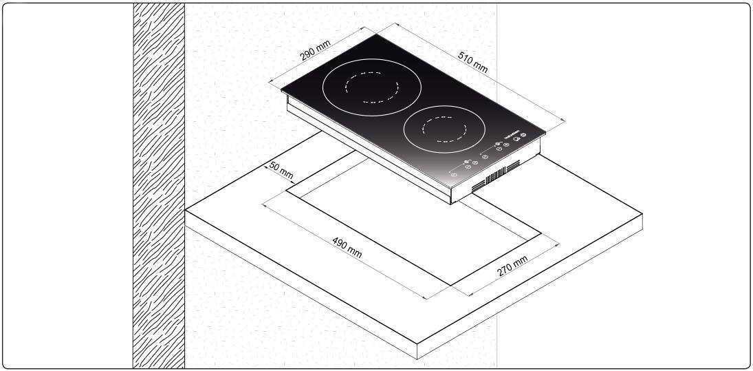 Варочная панель: размеры встраиваемых поверхностей на кухню
