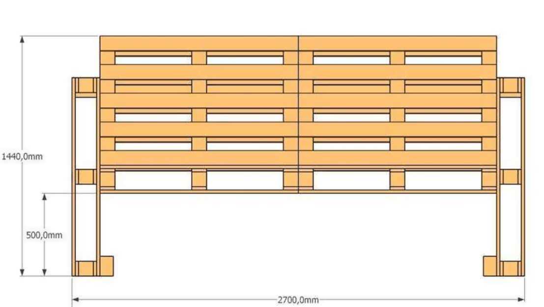 Скамейка со столиком из поддонов чертежи