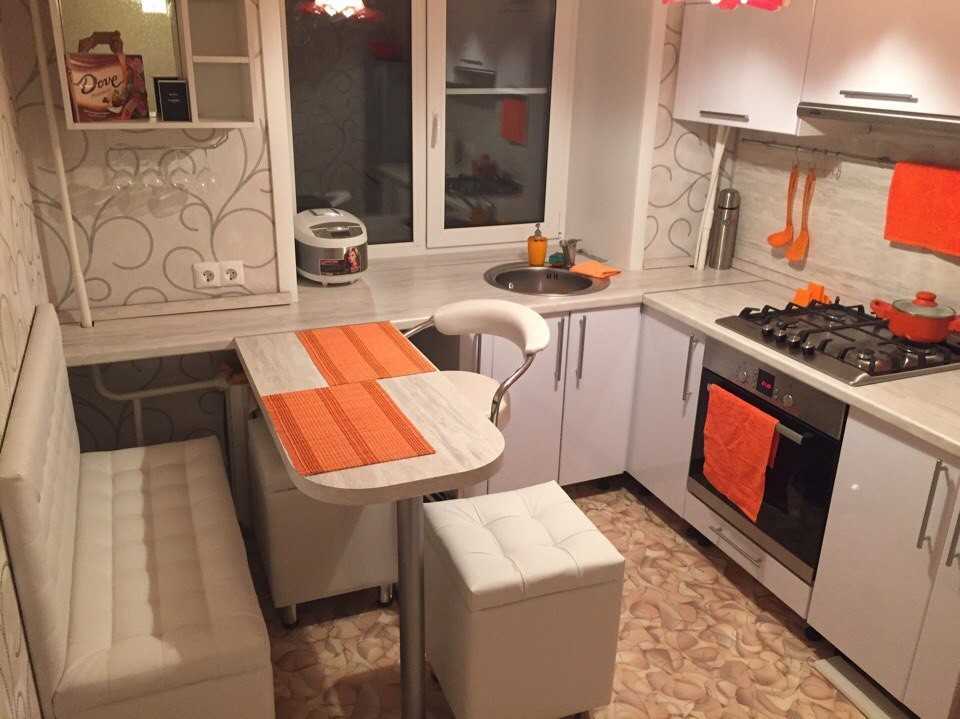 Фото кухни 6 кв м фото хрущевка с холодильником