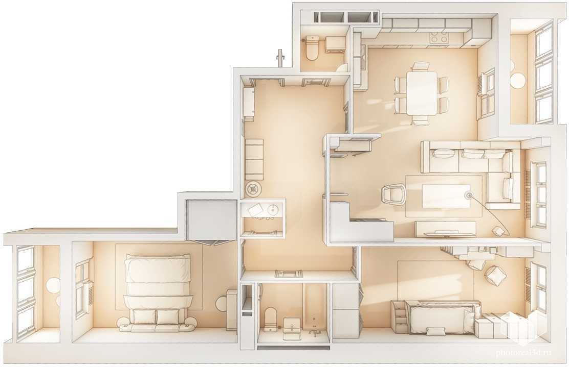 Планировка 3 комнатной квартиры: идеи планировки и варианты оформления просторных квартир с тремя комнатами (115 фото)