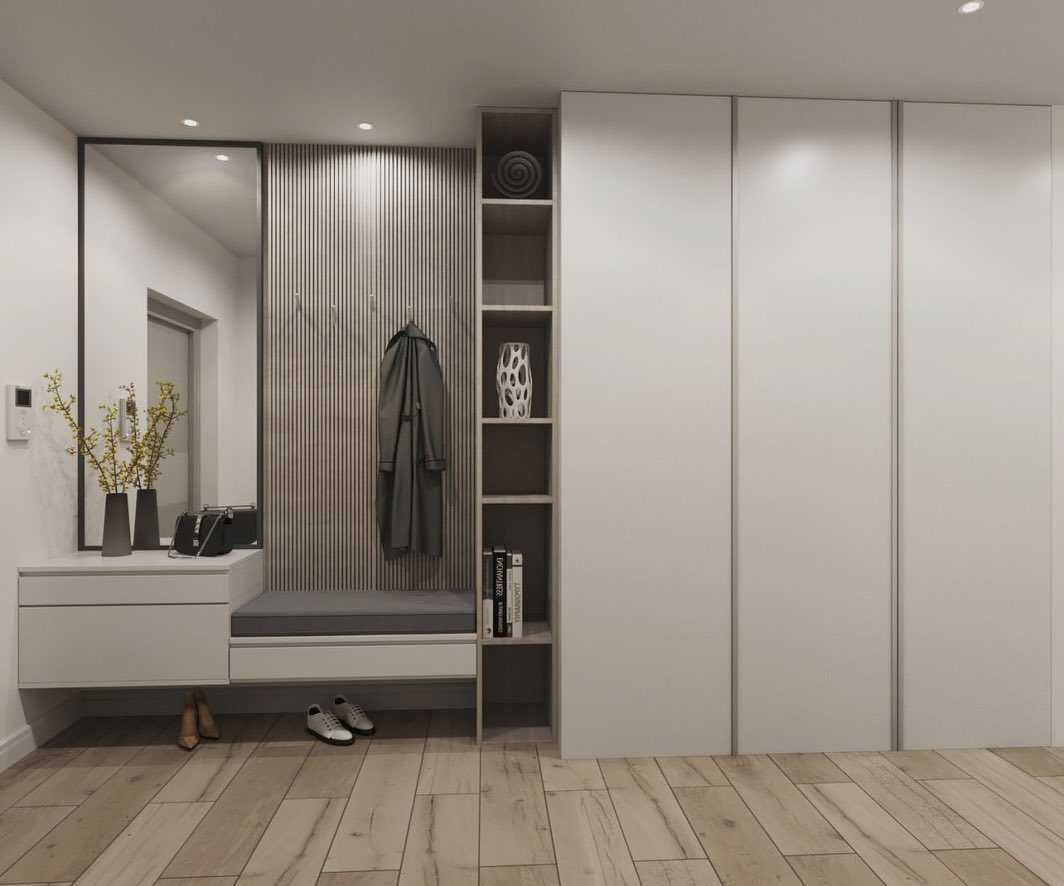 Дизайн маленькой прихожей: мебель в современном стиле, интерьер коридоров со шкафом
 - 39 фото