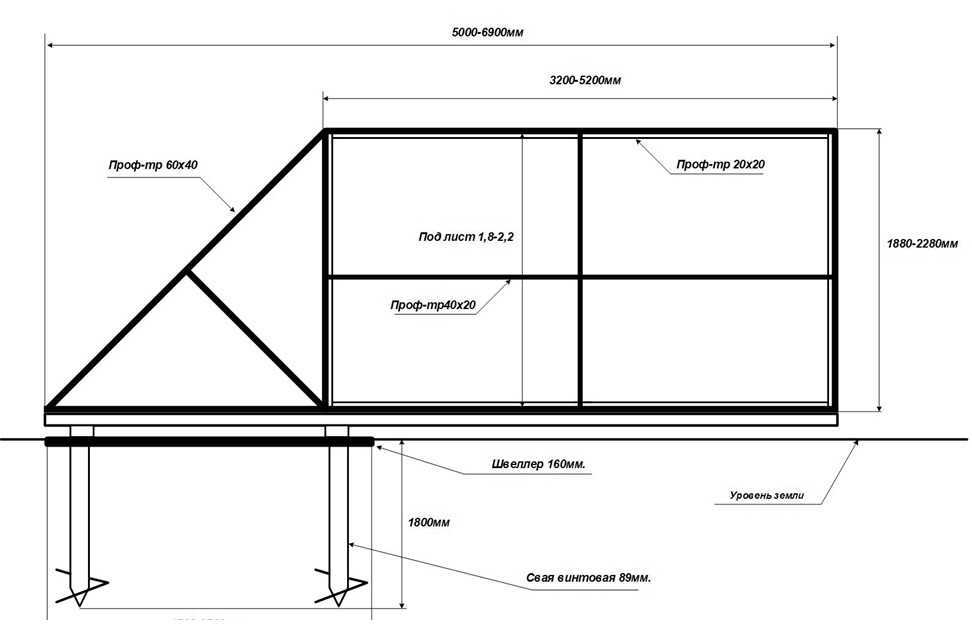 Проект откатных ворот 6 метров