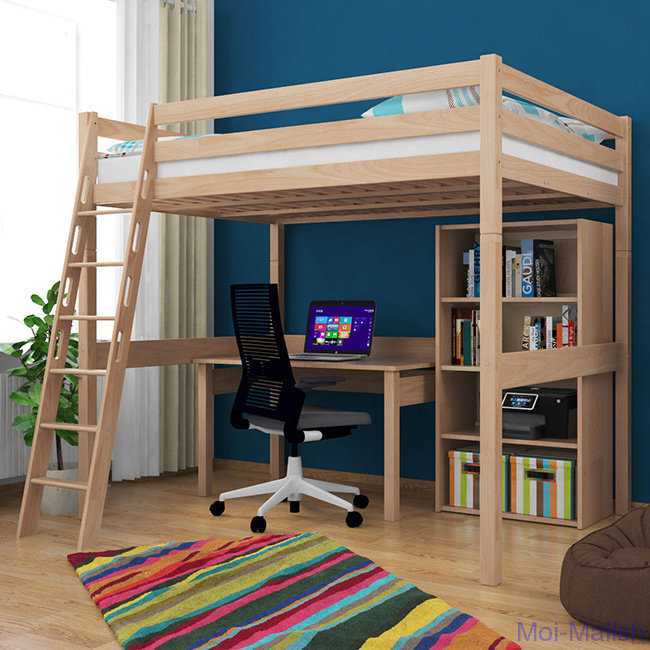 Кровать-чердак с рабочей зоной для подростка: особенности мебели