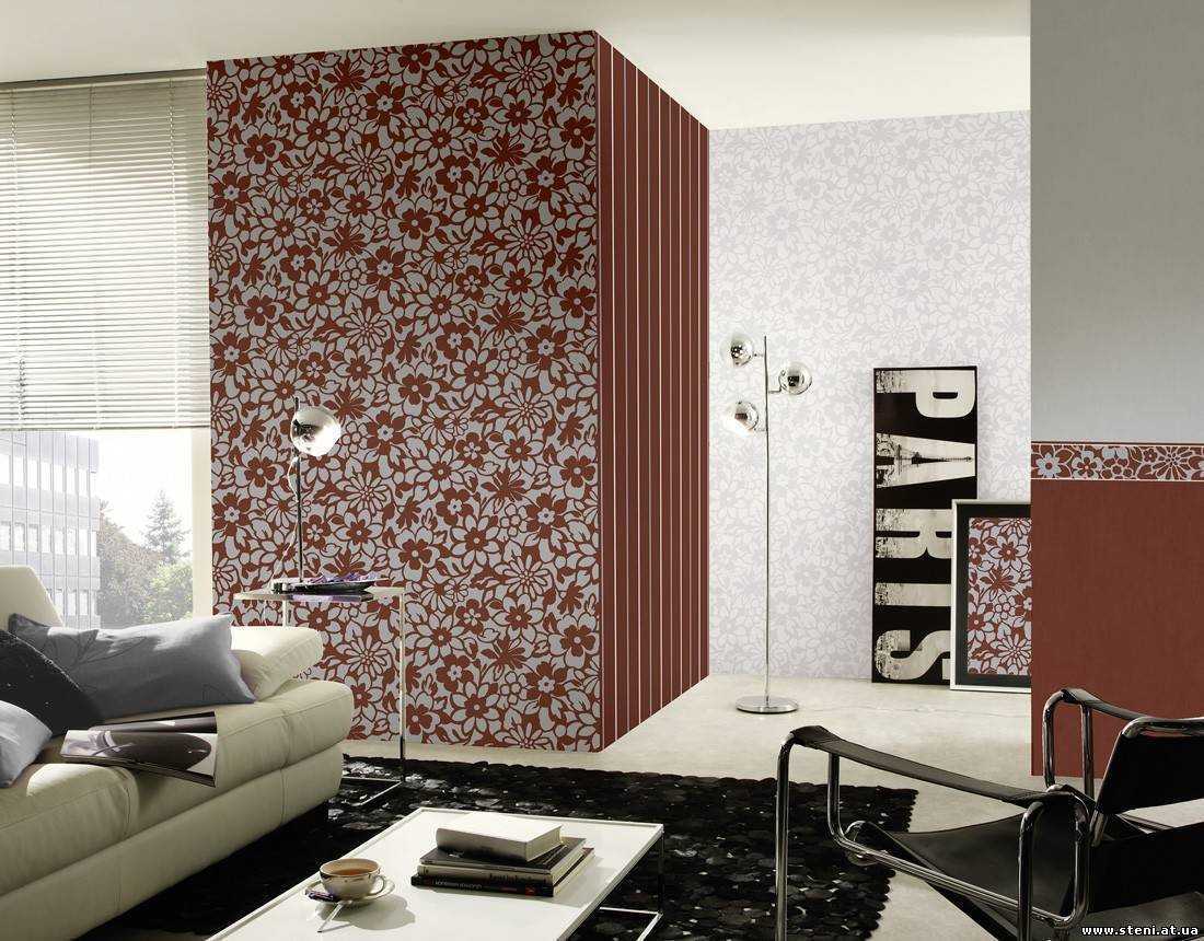 Обои в гостиную двух цветов, как подобрать комбинированные для зала, темный дизайн стен в интерьере, современные модные варианты