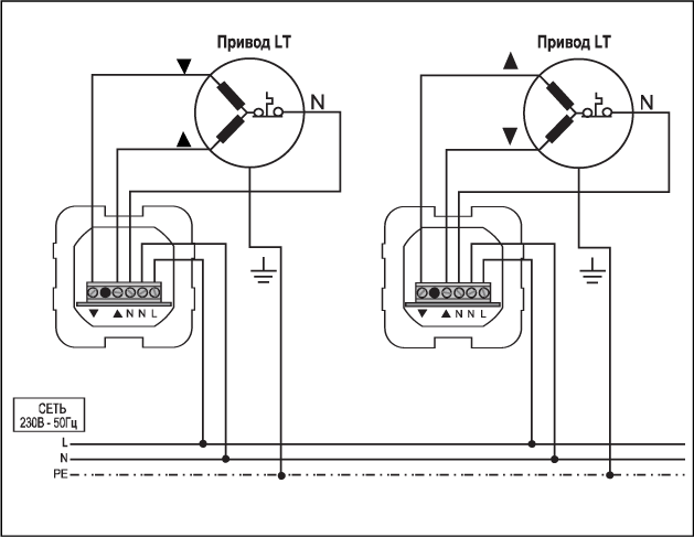 Схема подключения электропривода жалюзи